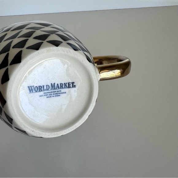 World Market Geometric Mug with Gold Handle Black and White Triangles - Picture 6 of 8